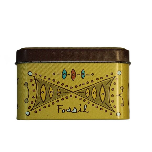 Vintage Fossil Watch Tin - Peacock & Tree Design - Collectible Storage Box - Picture 5 of 7